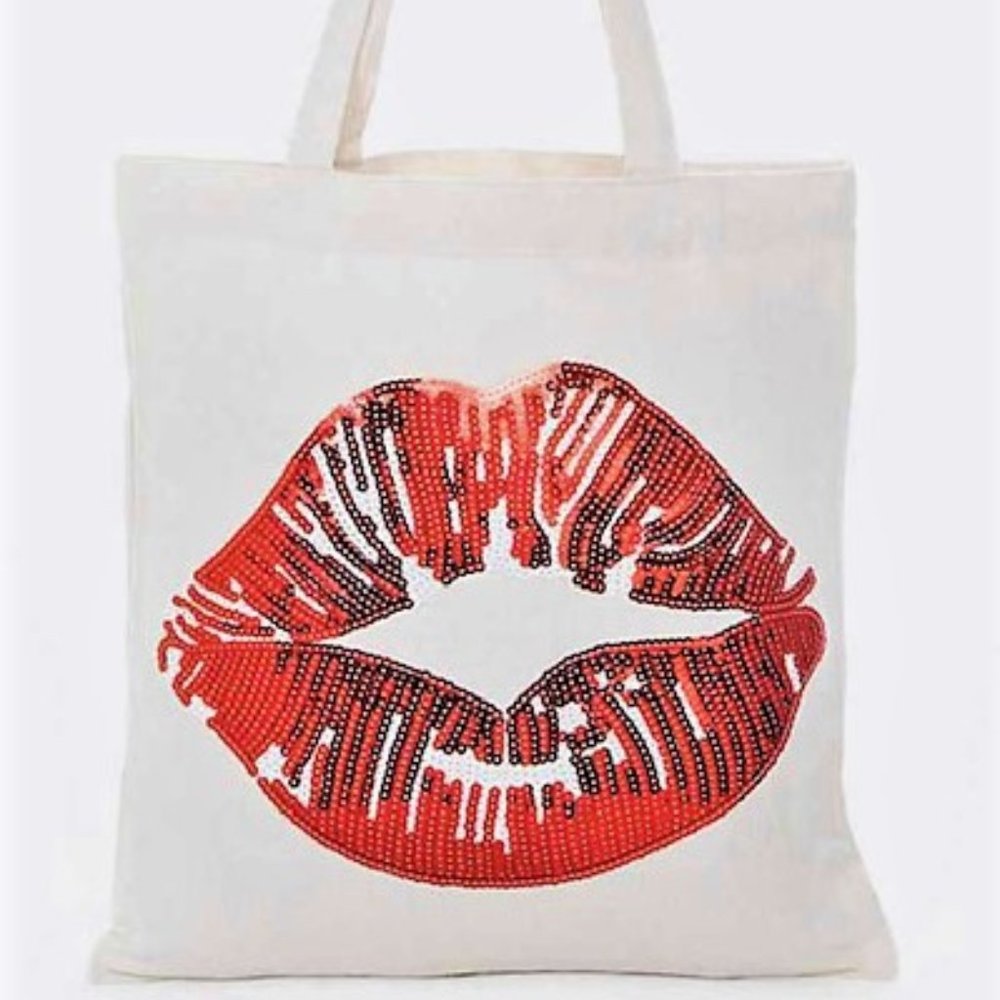 Sequins Lips Fashion Tote Bag